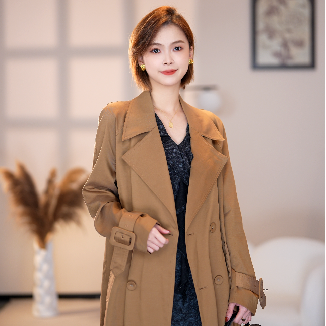 【赢宝Seren】秋冬新款百搭气质显瘦法式长款风衣-YL11844
