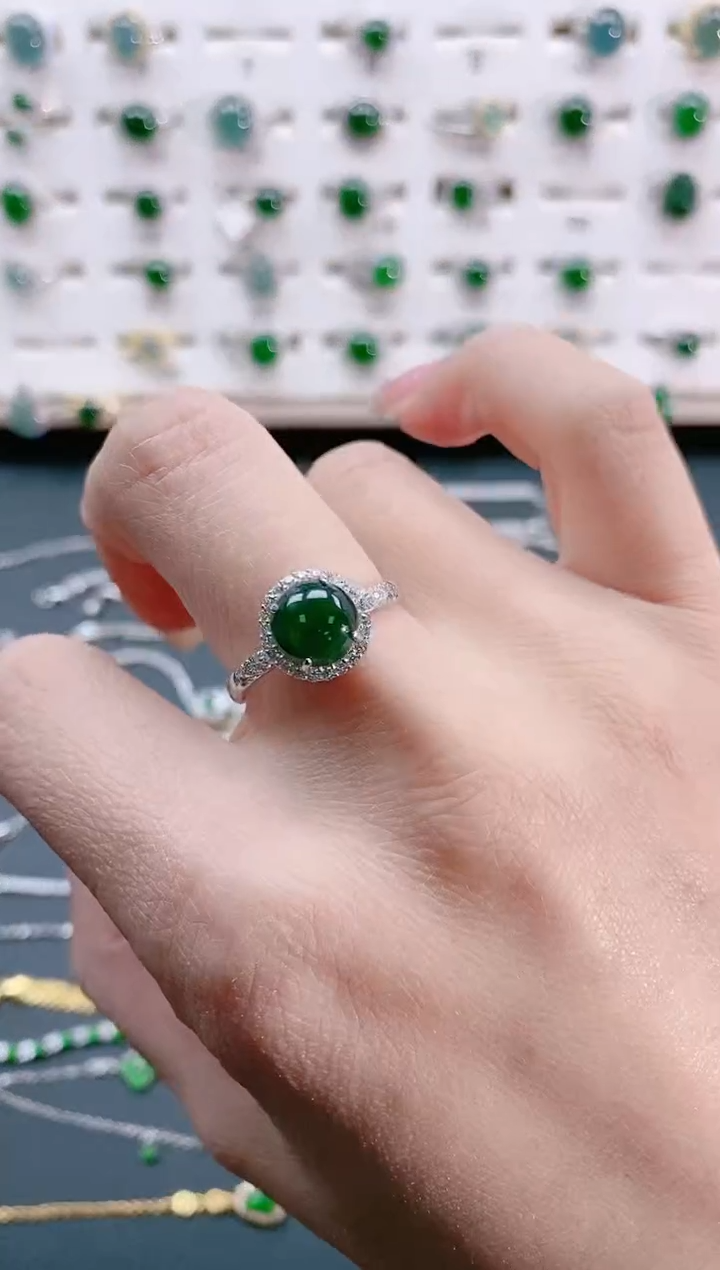 【闪购商品】翡翠戒指银S925镶嵌天然翡翠