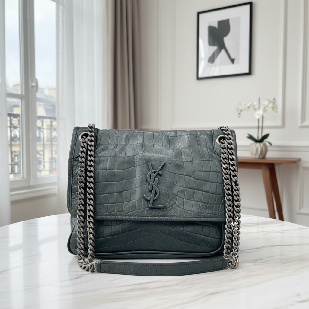 95新 YSL/圣罗兰  墨绿色Niki 单肩包 1792 5258 