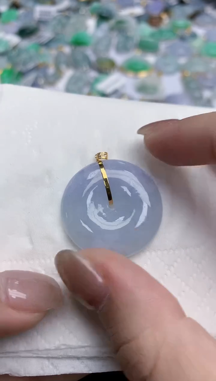 【闪购商品】翡翠颈饰18K金镶嵌天然缅甸翡翠A货