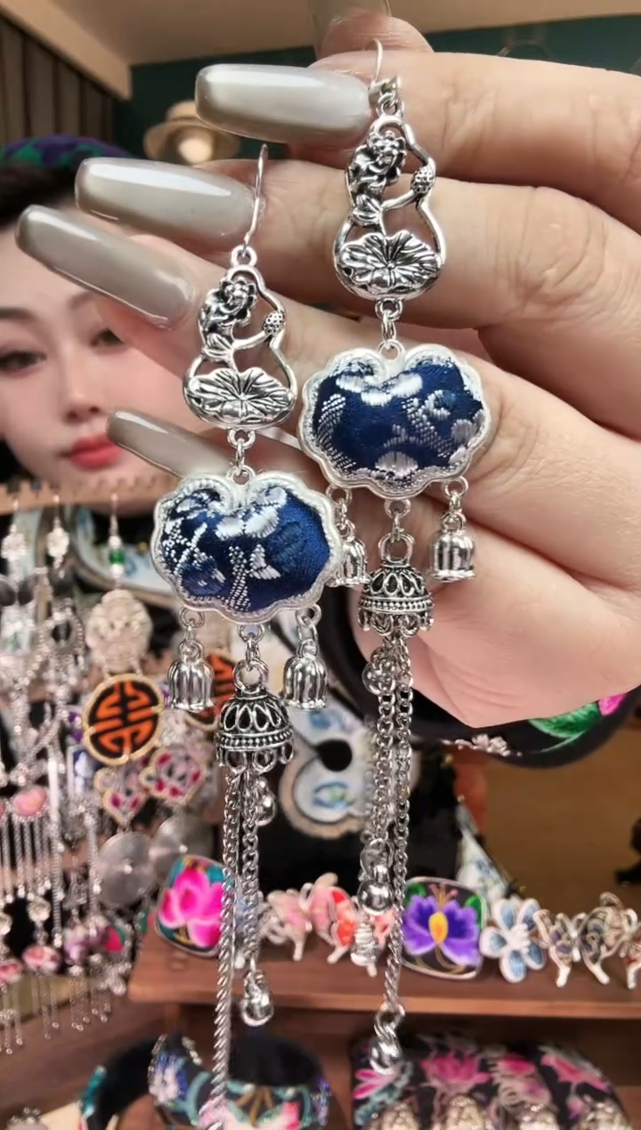 刺绣纯手工民族风刺绣耳环