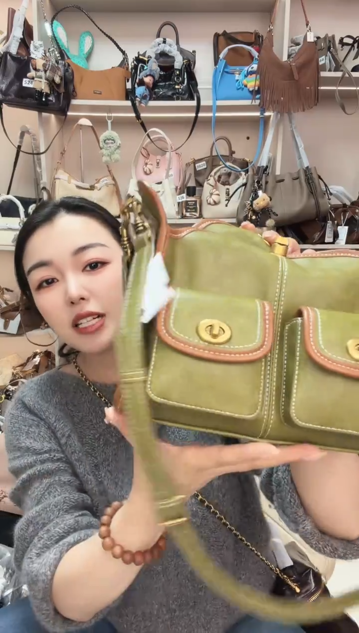 真皮牛油果单肩绿色