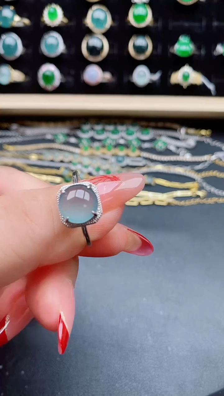 【闪购商品】翡翠戒指银S925镶嵌080550