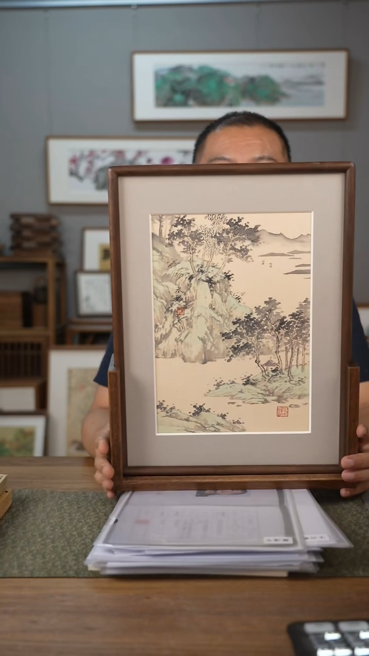 书法屏风尺寸31*41，整体带底座，北美黑胡桃材质