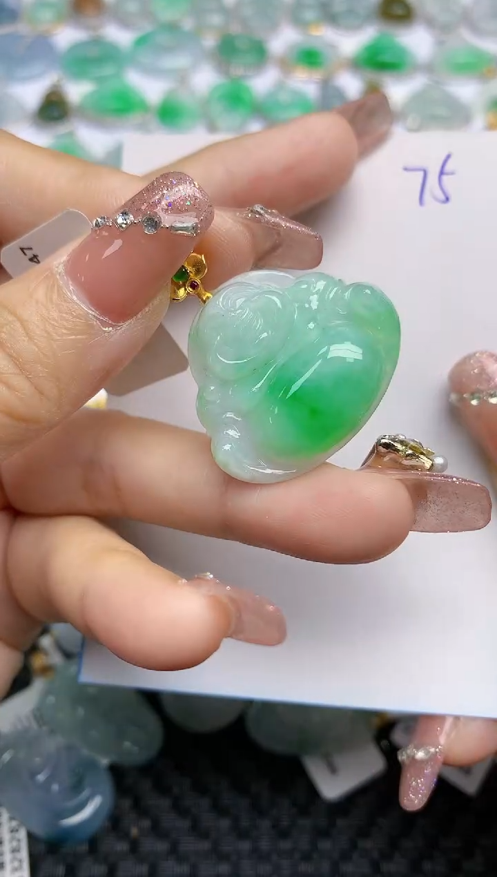 【闪购商品】翡翠颈饰18K金镶嵌天然A货翡翠 75