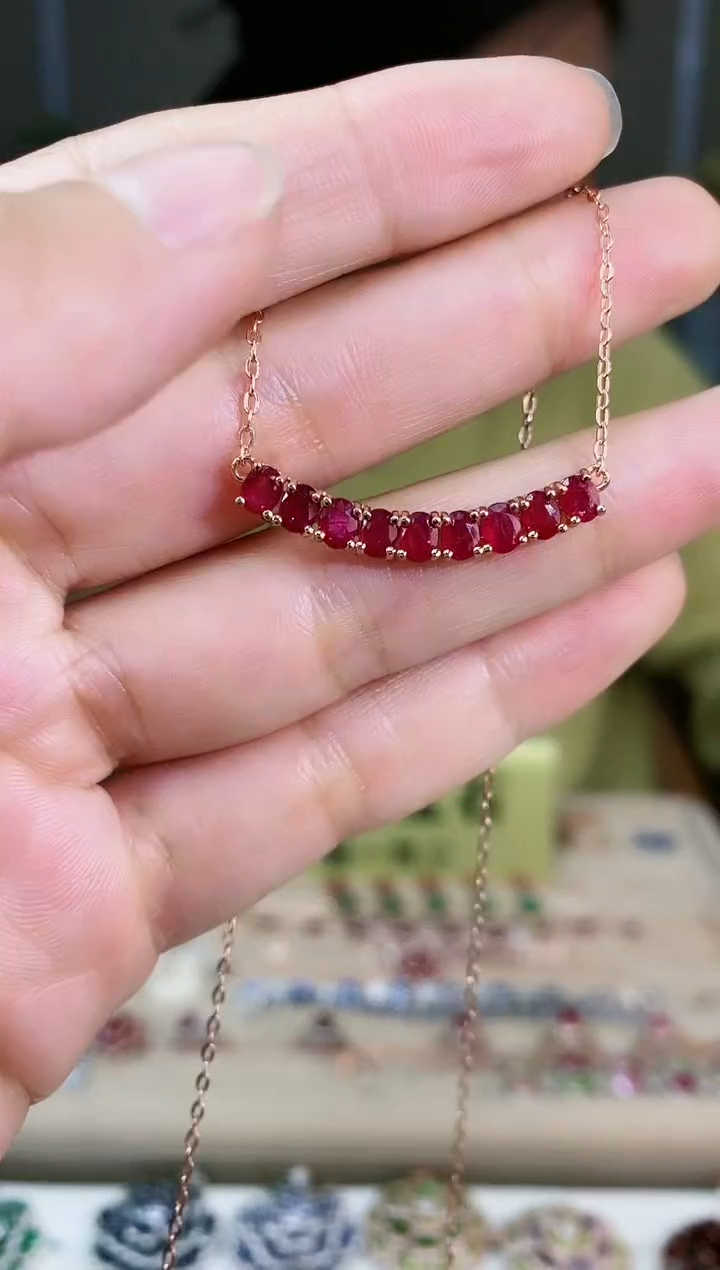 【闪购商品】红宝石颈饰银S925镶嵌颈饰