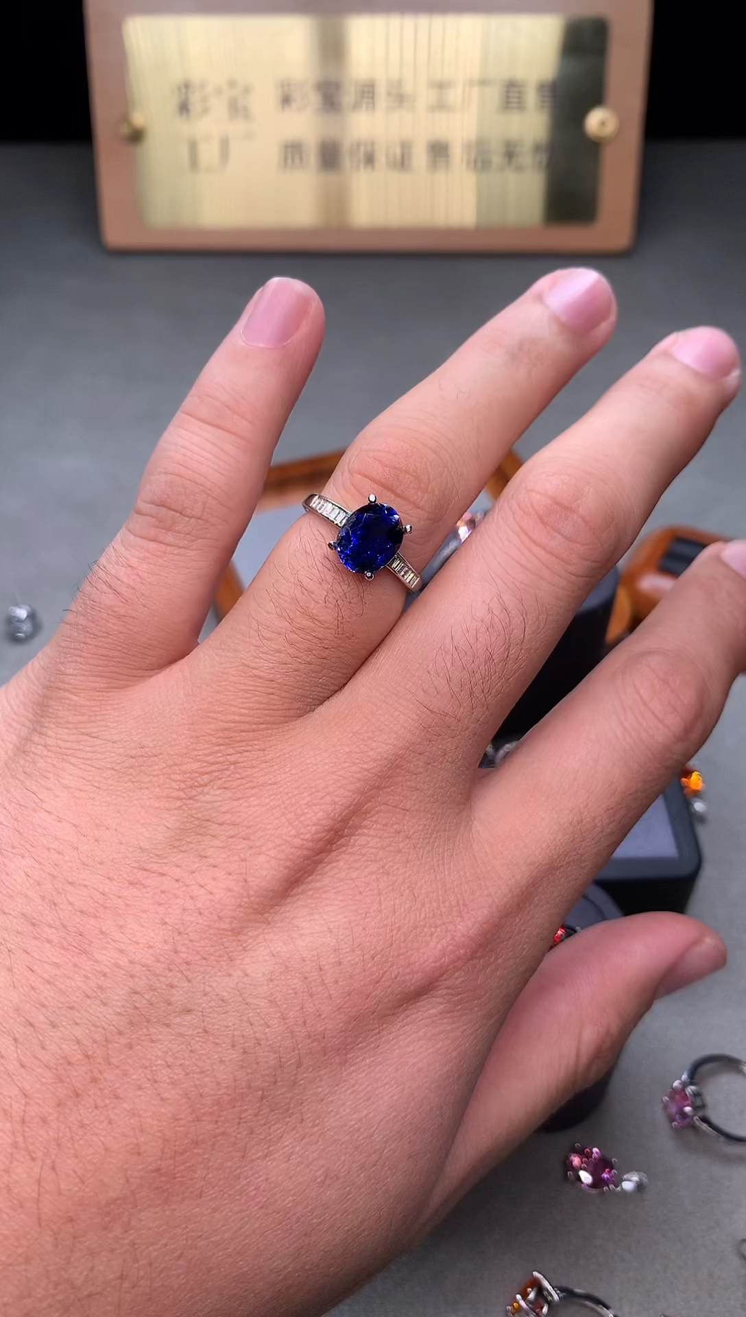 戒指蓝宝石银S925镶嵌1234换戒托