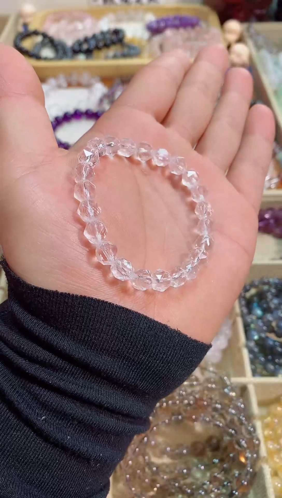 【闪购商品】水晶手链未镶嵌切面白水晶8m+ (多样性发其一）