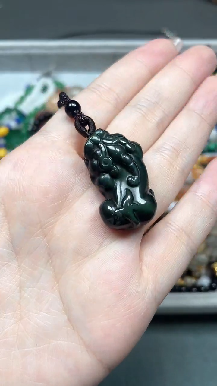 未镶嵌黑曜岩吊坠(赠链)多样性发货拍一发一