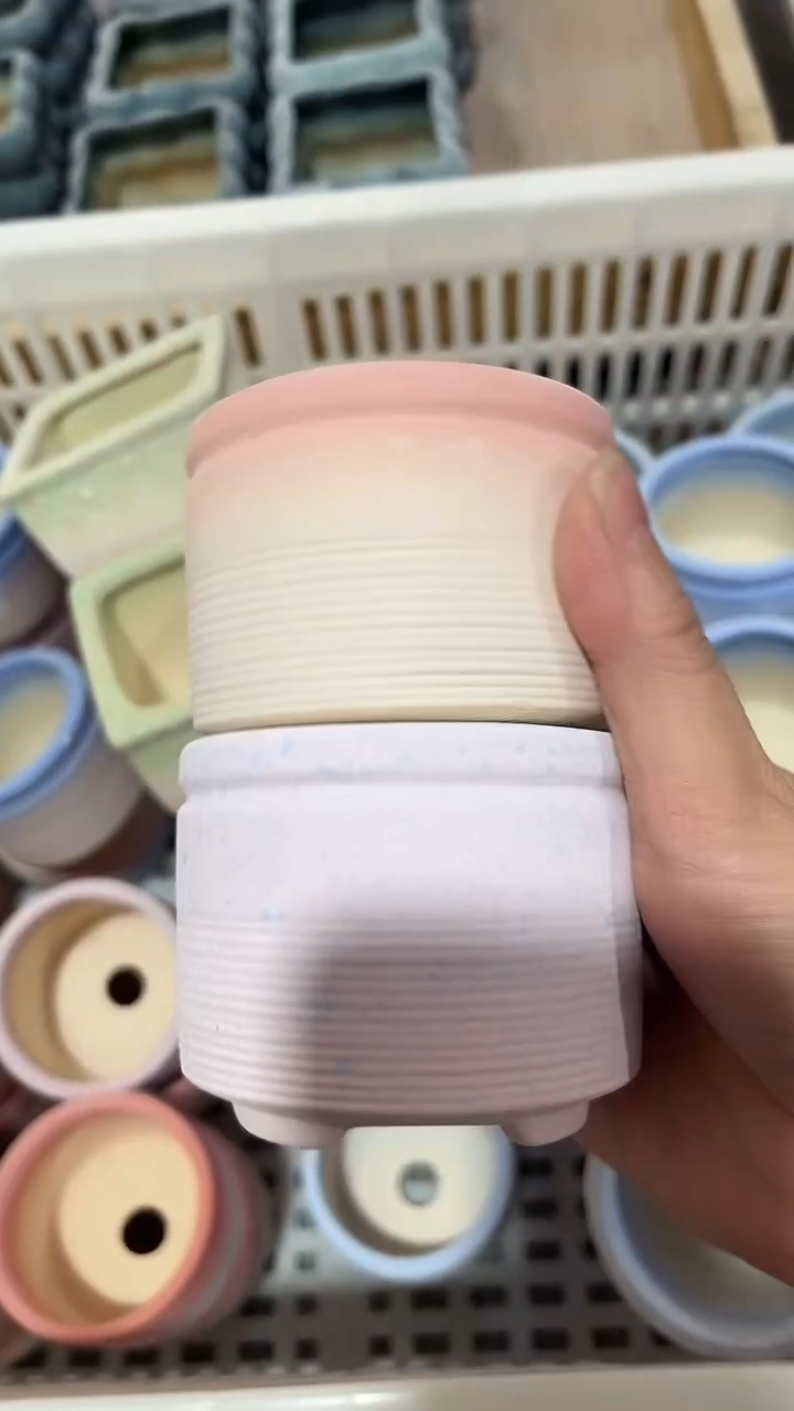 麦饭石粗陶多肉花盆6*5两个