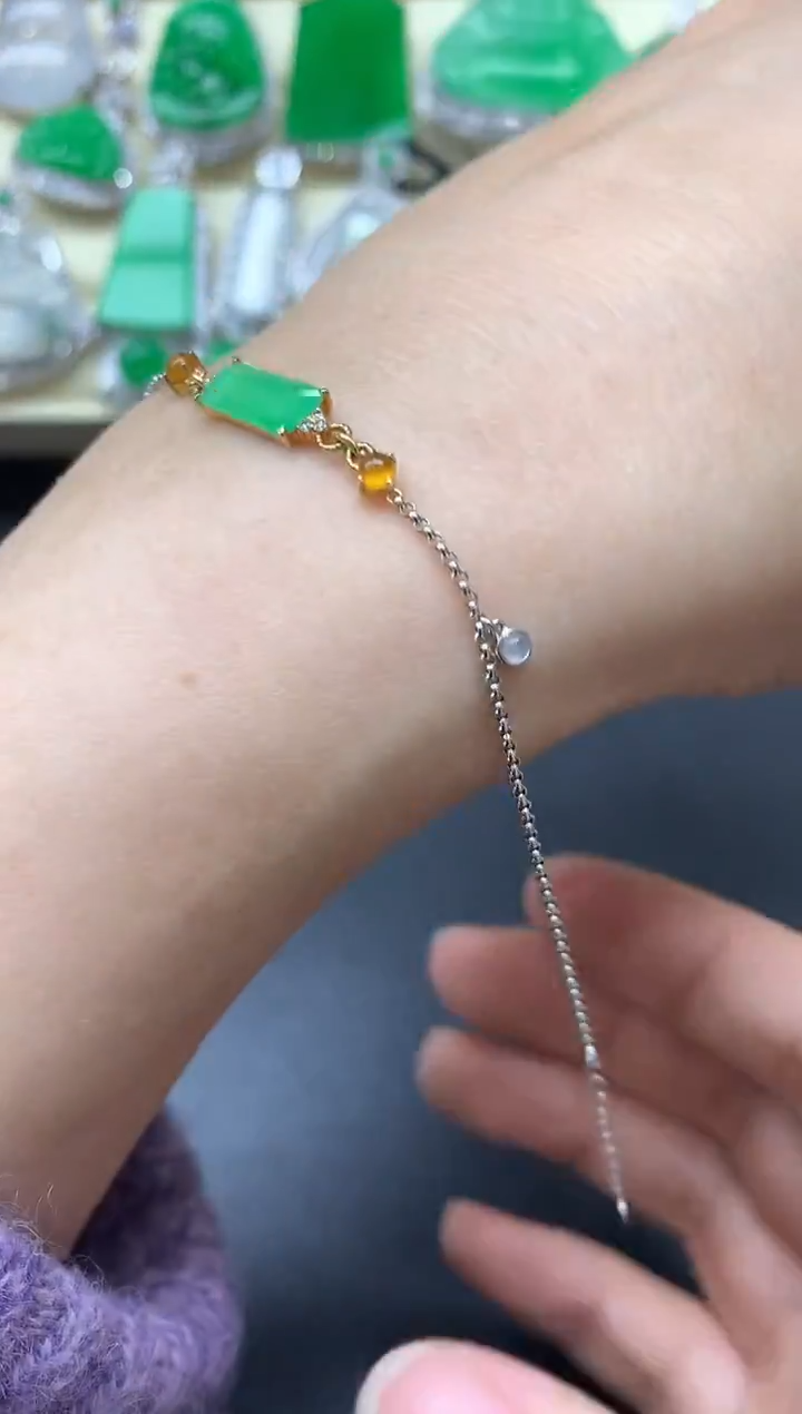 18K金镶嵌手链翡翠440-中国好珍宝