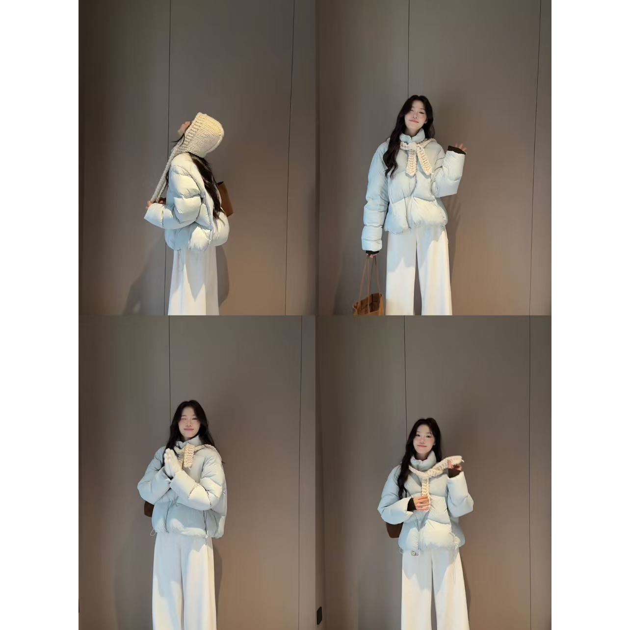 25025#【软心泡芙】S形拉链立领轻盈过冬白鸭绒羽绒服(充绒166克)