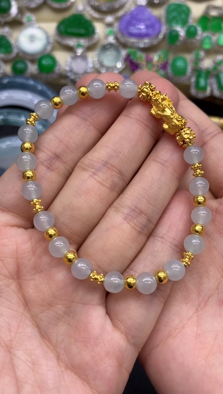 足金镶嵌手链翡翠231-中国好珍宝