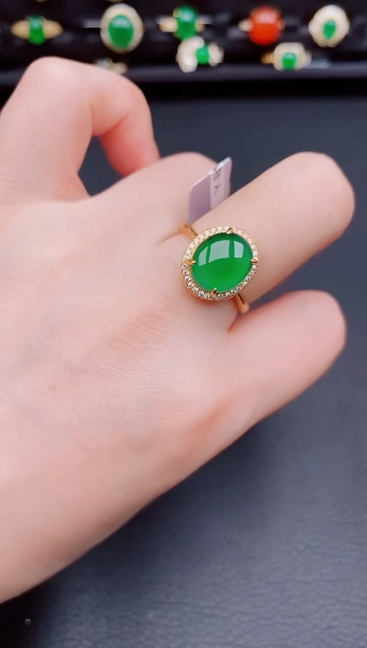 【闪购商品】翡翠戒指银S925镶嵌天然a货翡翠39