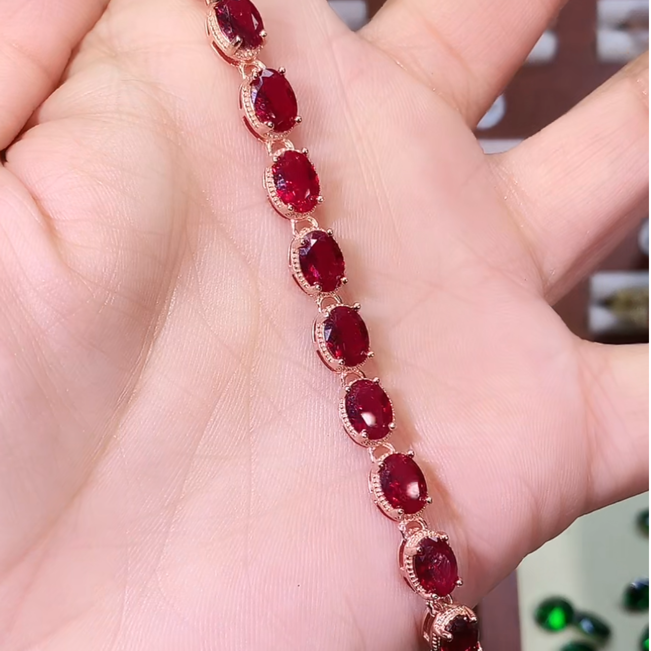 高奢定制-酒红色手链玫瑰金57