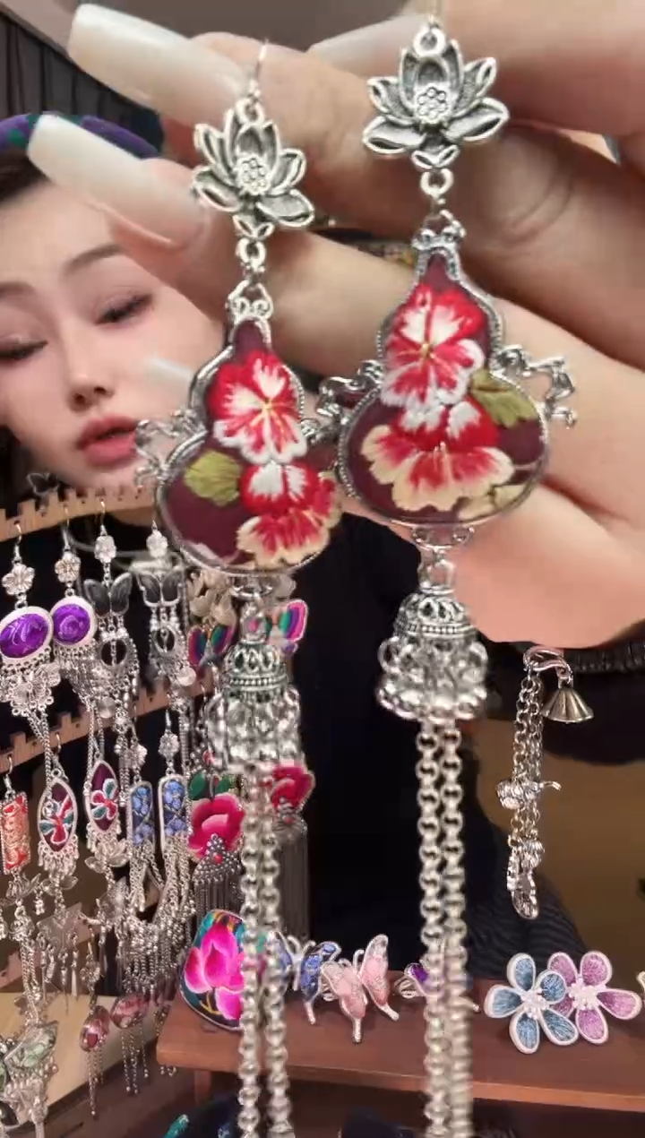 刺绣纯手工民族风刺绣耳环