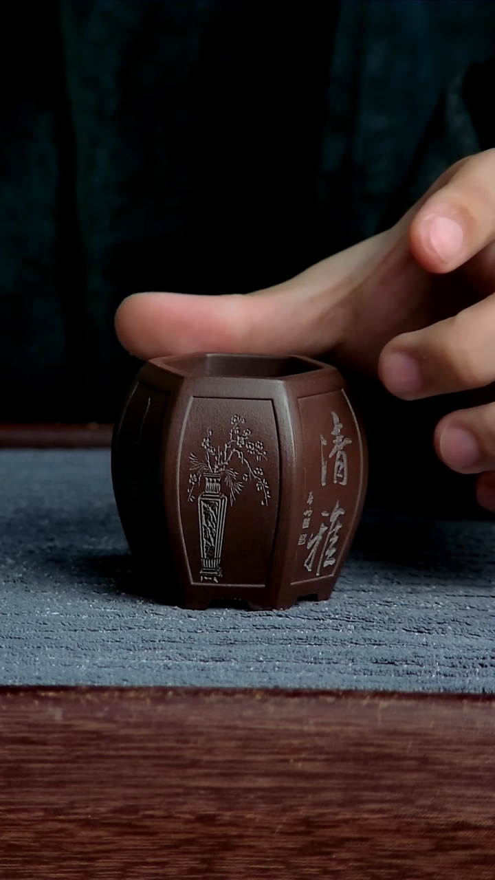 紫砂花盆3.5*5内径尺寸 紫泥