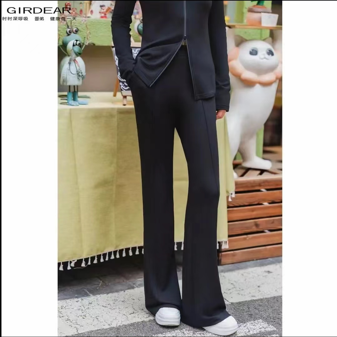 GIRDEAR哥弟女装新款百搭气质时尚显瘦休闲喇叭裤子110024 