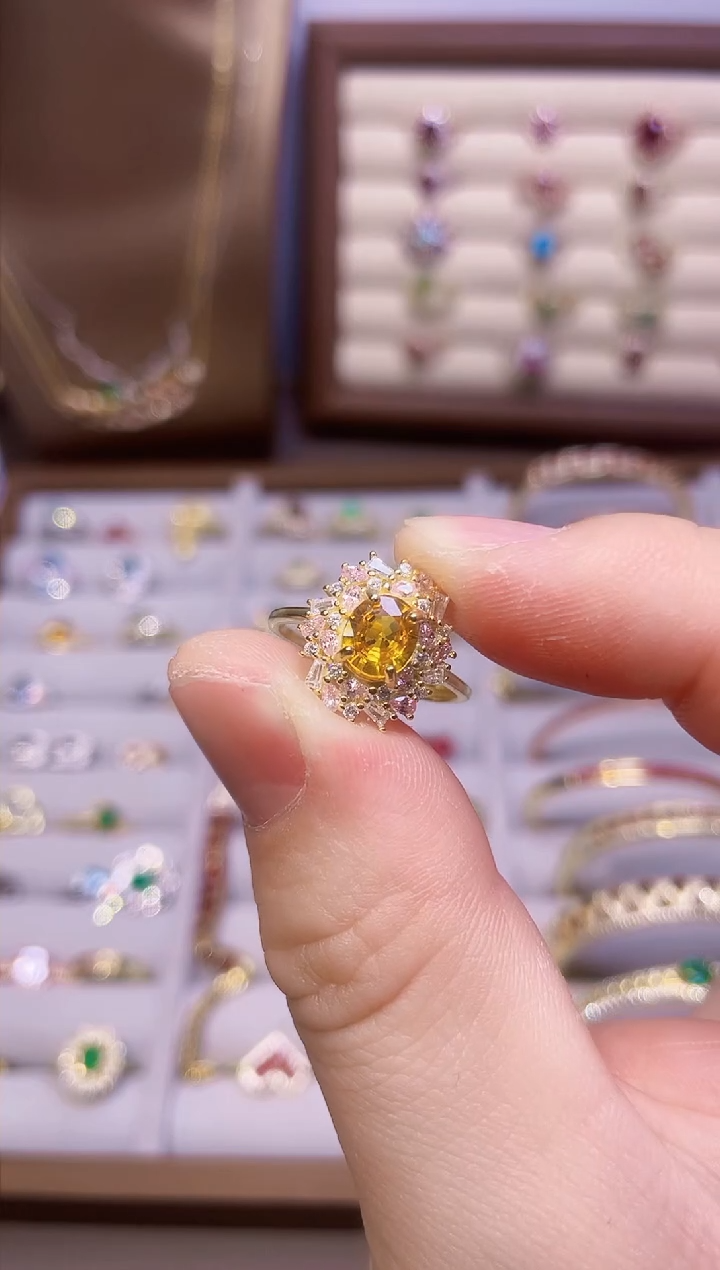 【闪购商品】彩色蓝宝石戒指银S925镶嵌一枚