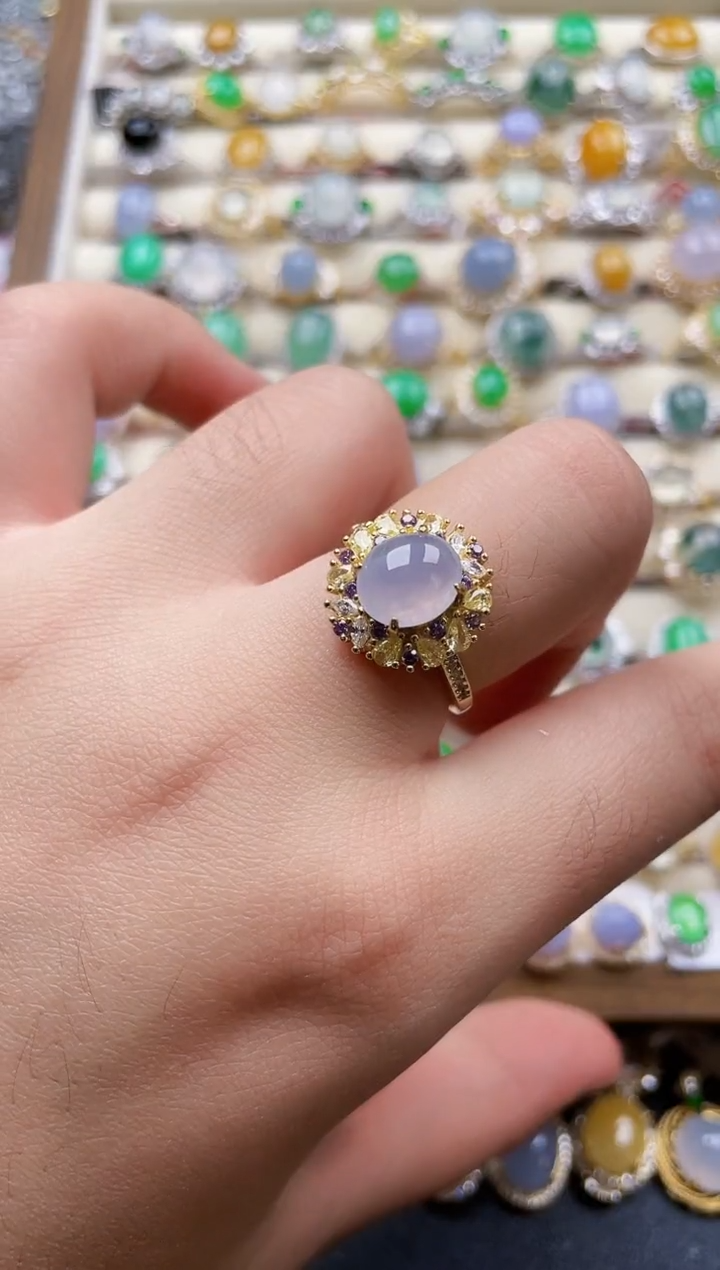 银S925镶嵌戒指翡翠7