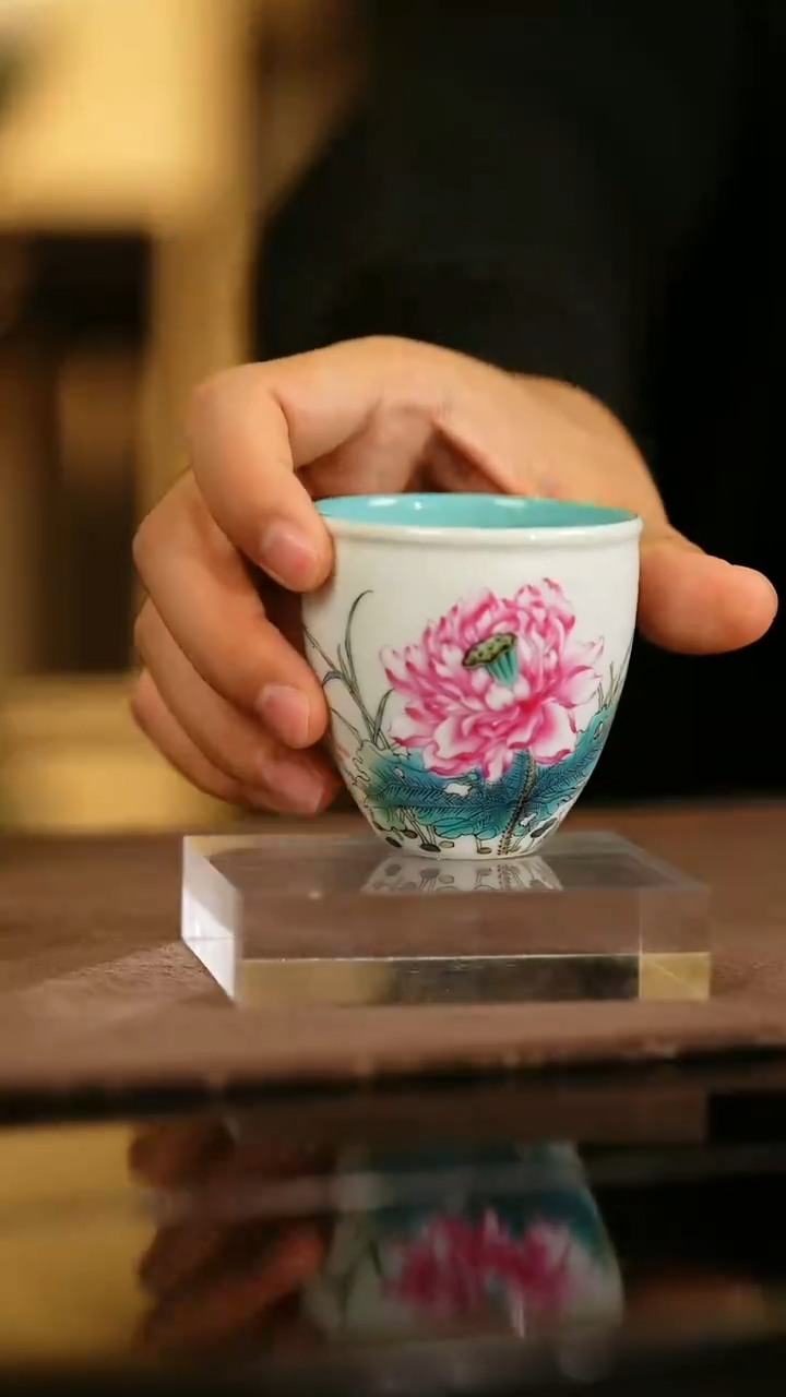 瓷瓷姑娘溢珍堂珍珠白油荷花杯