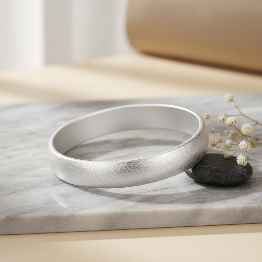 999.9古法磨砂宽面轮胎闭口手镯