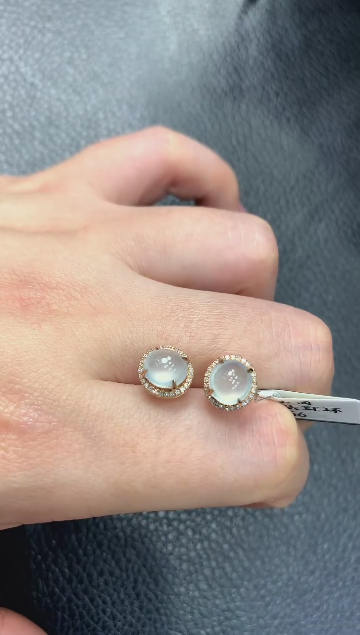 【闪购商品】翡翠耳饰18K金镶嵌耳钉