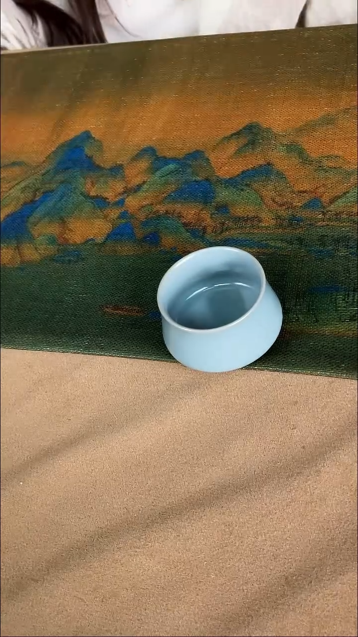 杯子瓷孙现锋 仿古天青 聚香杯