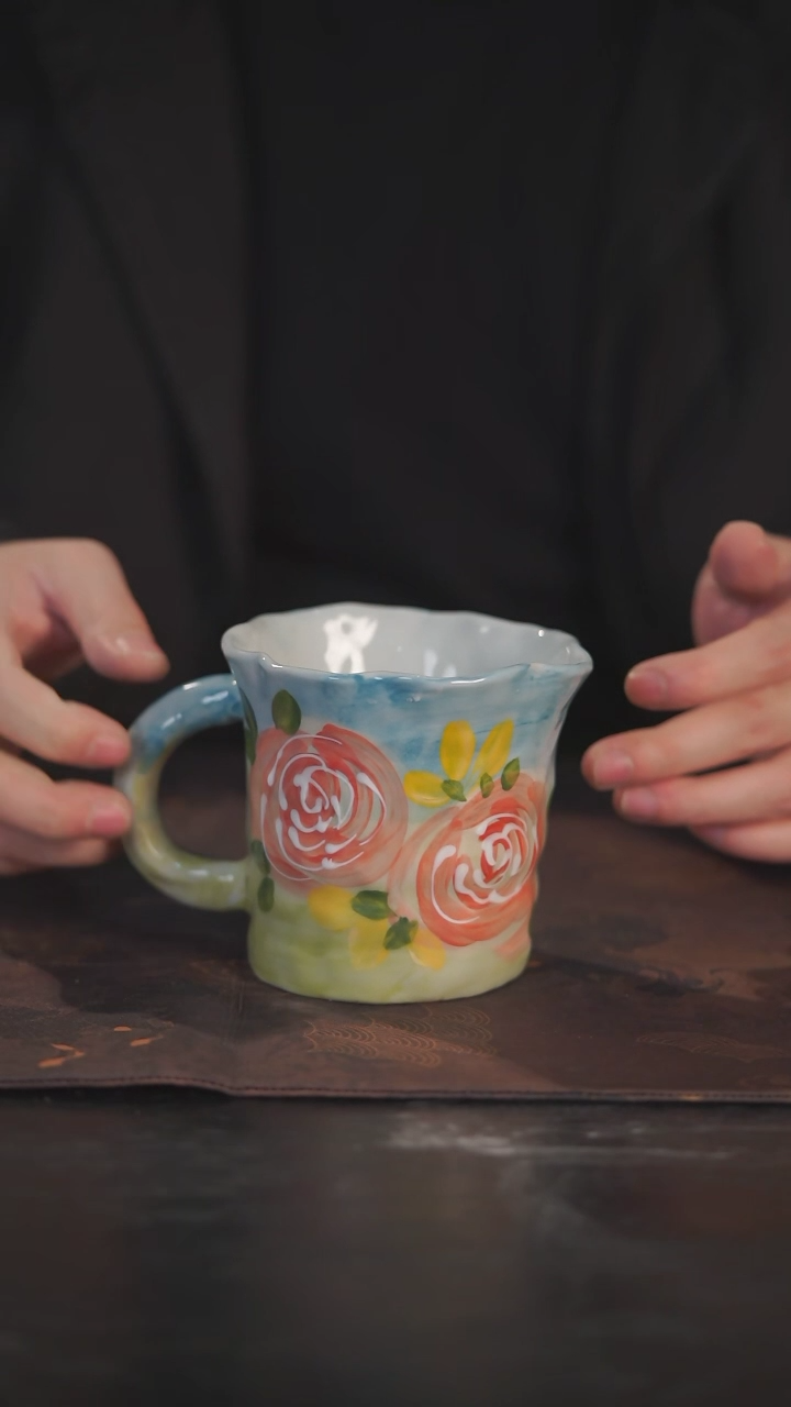 【闪购商品】杯如花手绘手作陶瓷@@295