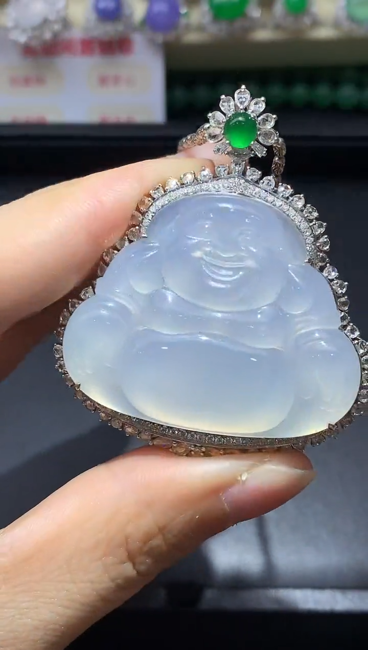 颈饰18K金镶嵌翡翠780-中国好珍宝