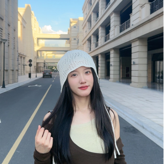 韩系镂空羊毛针织包头帽女小众设计感显脸小毛线帽套头帽子堆堆帽