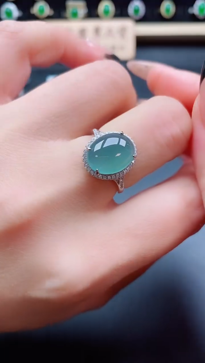 银S925镶嵌戒指翡翠1