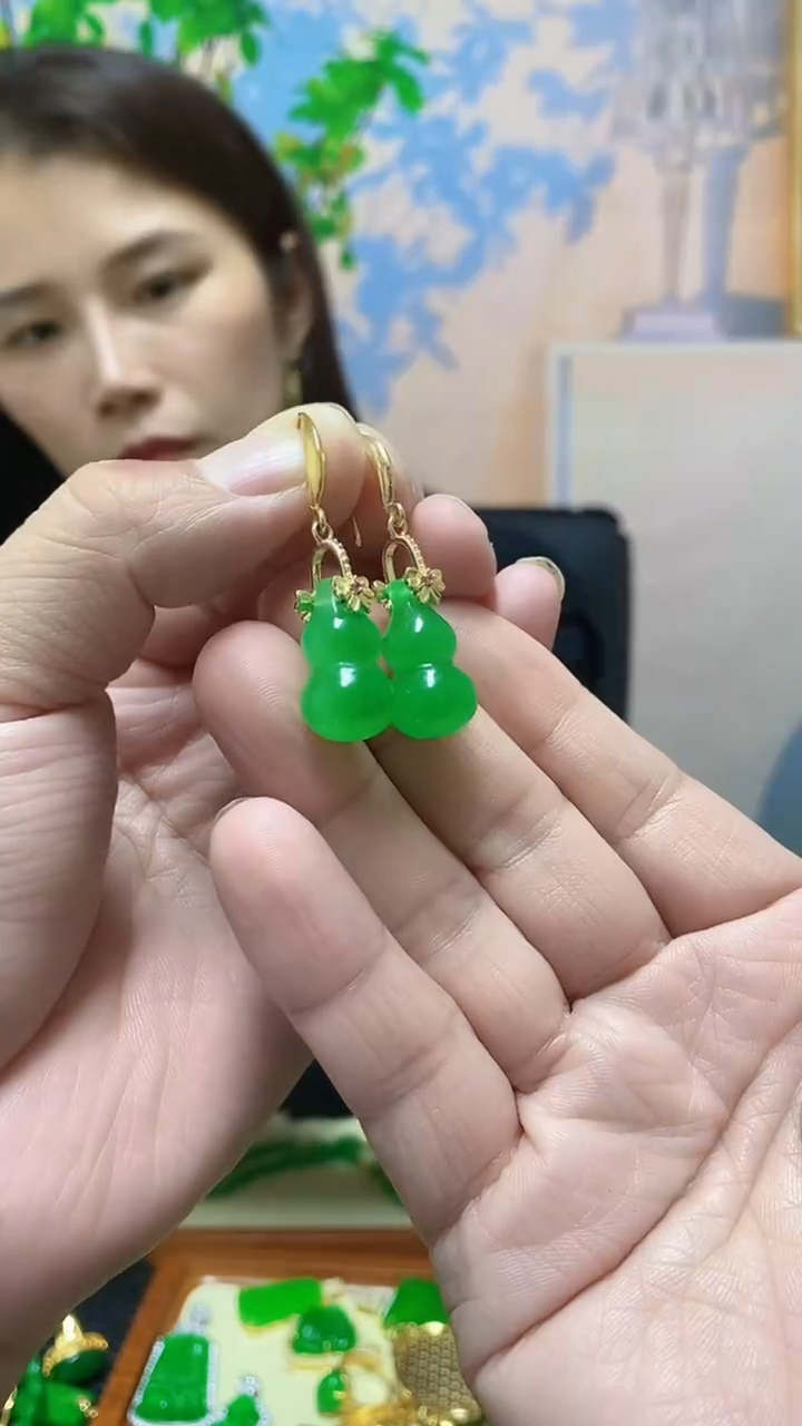 【闪购商品】翡翠14K金镶嵌耳饰翡翠耳垢
