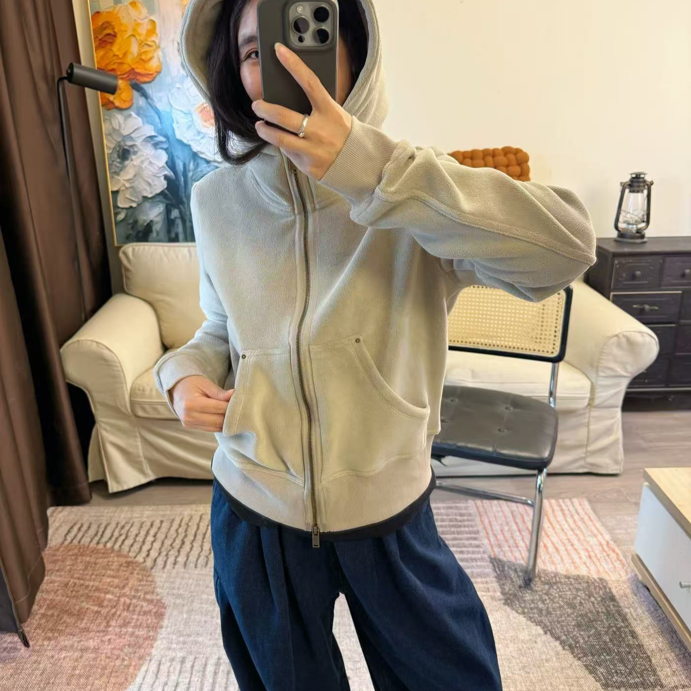 2025冬季爆款女立领加厚双面摇粒绒连帽卫衣短外套时尚休闲保暖