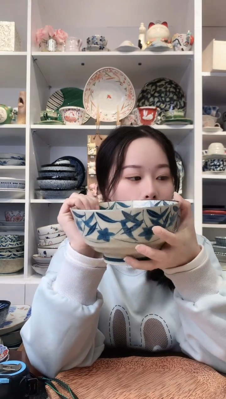 陶瓷【微瑕】黄泥桔梗拉面碗