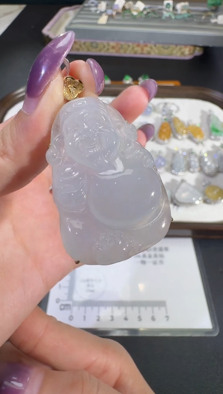 吊坠(不含链)18K金镶嵌翡翠【源头工厂】钻石镶嵌