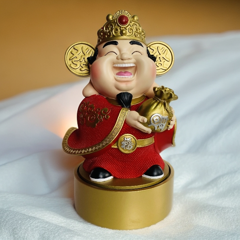 旺旺【财神】乔迁新居开业礼物客厅玄关招财装饰品彩绘手工