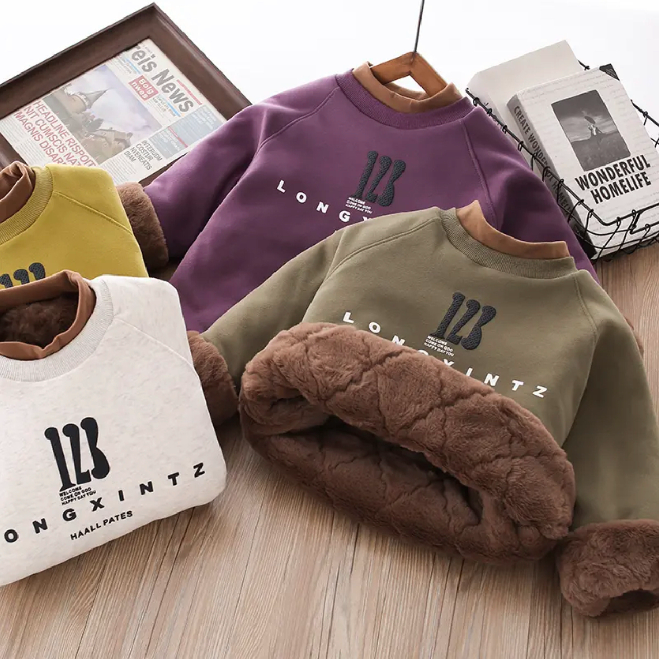 【四合一夹棉900克超厚棉袄】一件过冬儿童仿兔毛加厚卫衣棉服