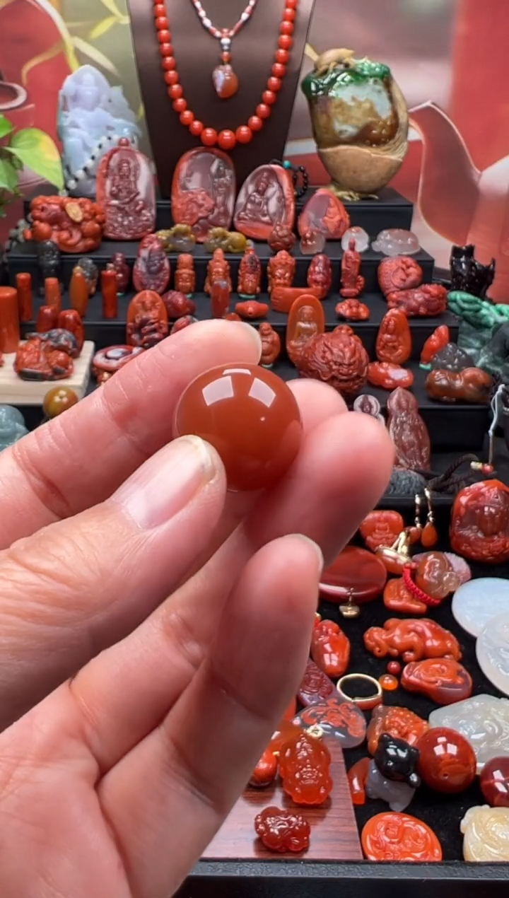 未镶嵌单珠南红玛瑙19mm