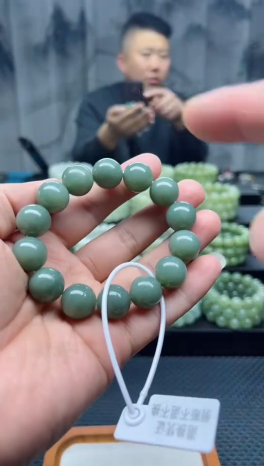 未镶嵌手串和田玉且末天空蓝卡16纯天然拍一发一