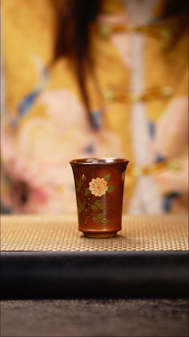 16小鱼柴烧花朵闻香杯