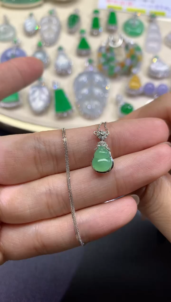 【闪购商品】翡翠套链18K金镶嵌23天然A货翡翠（不退换）