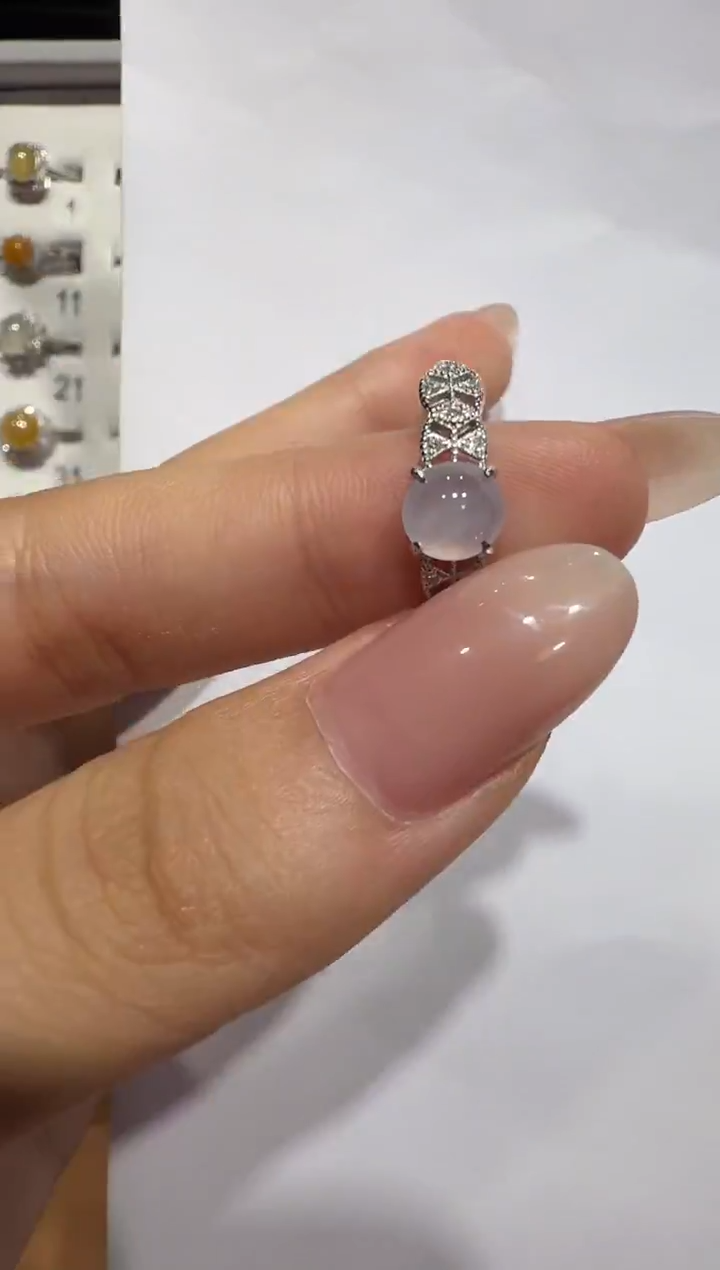 银S925镶嵌戒指翡翠925银镶翡翠戒指镶嵌270