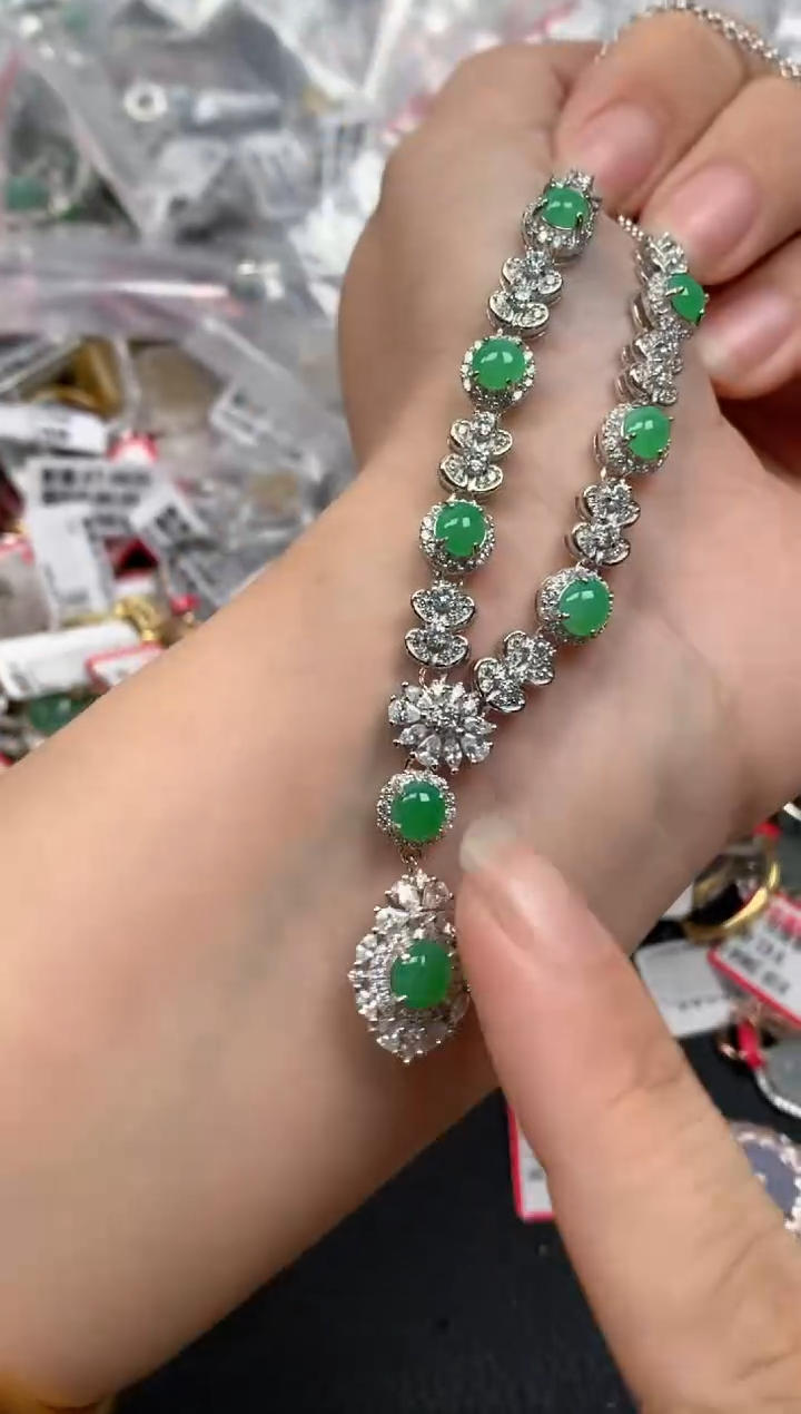 翡翠戒指银S925镶嵌天然A货缅甸翡翠