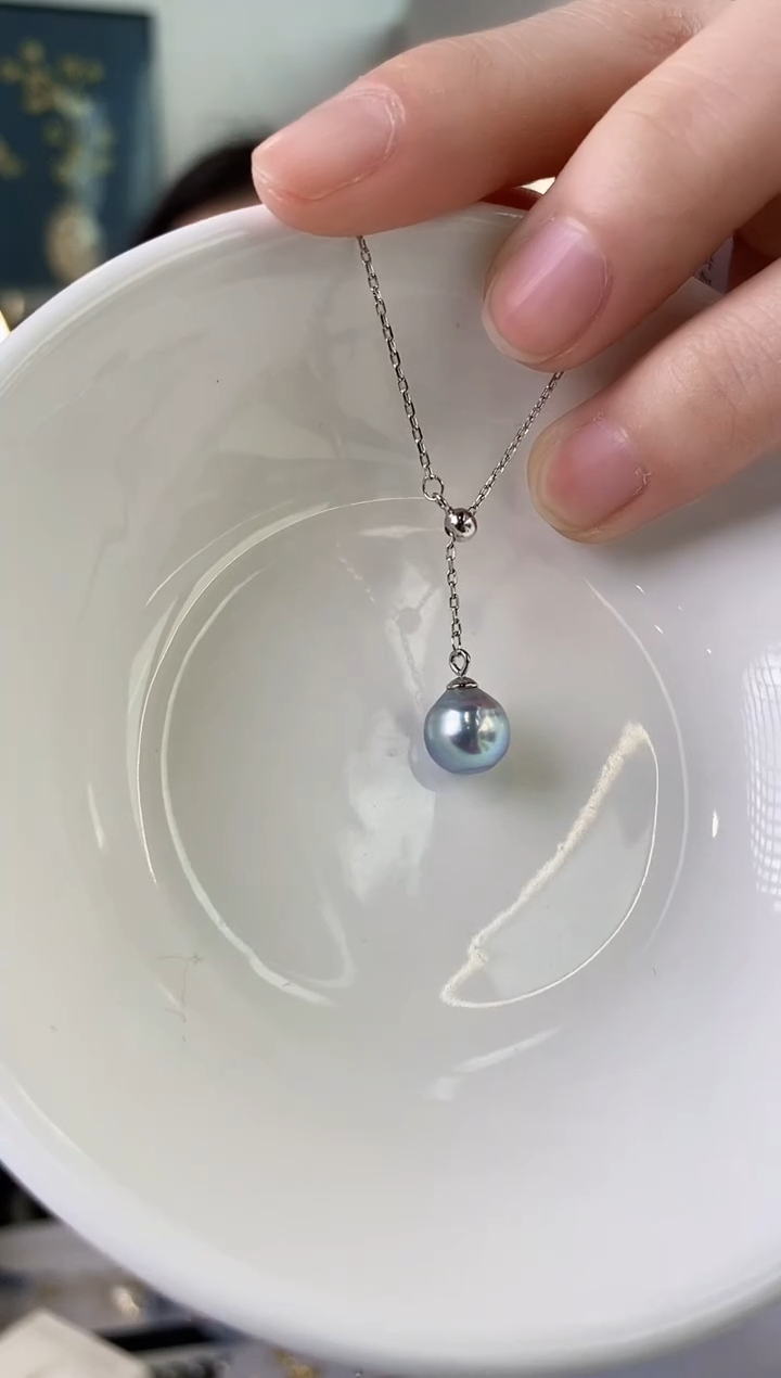 【闪购商品】海水珍珠项链银S925镶嵌8-9真多麻吊坠