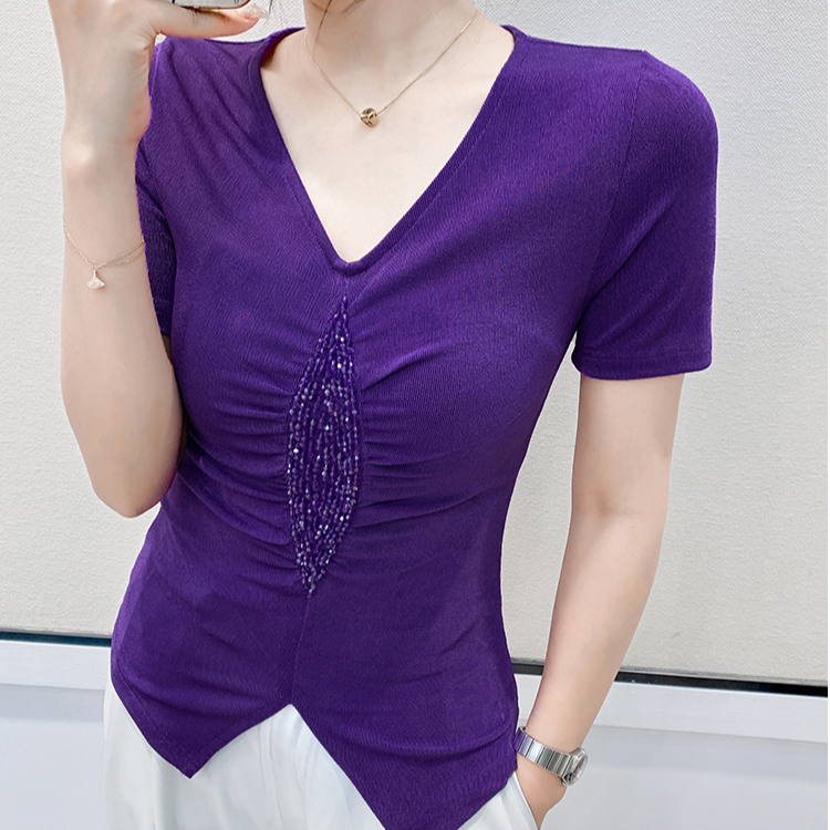 气质高端t恤短袖女款爆款2025新款独特漂亮小衫时尚潮牌洋气上衣