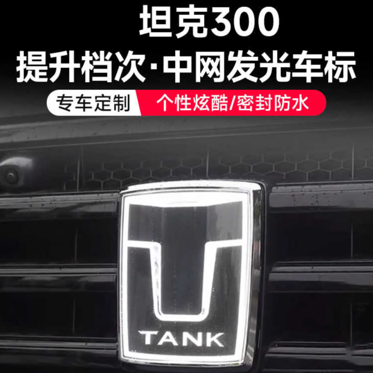 坦克300发光车标带灯中网标灯LED流光装饰灯外饰改装配件车载用品