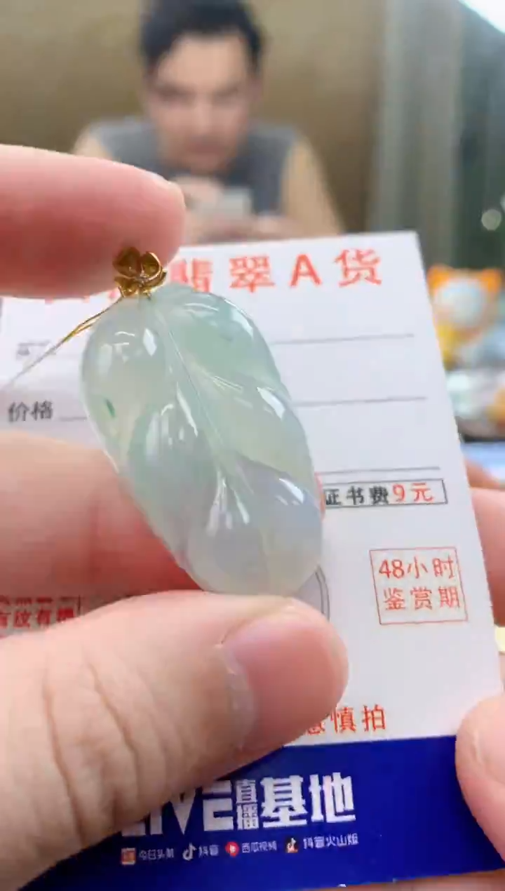 颈饰18K金镶嵌翡翠天然A货翡翠挂件