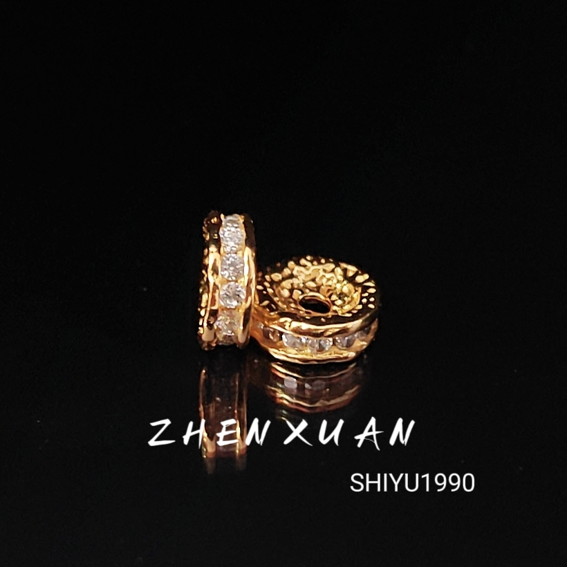 升级款白钻6mm熔岩一对隔片配饰文玩配饰