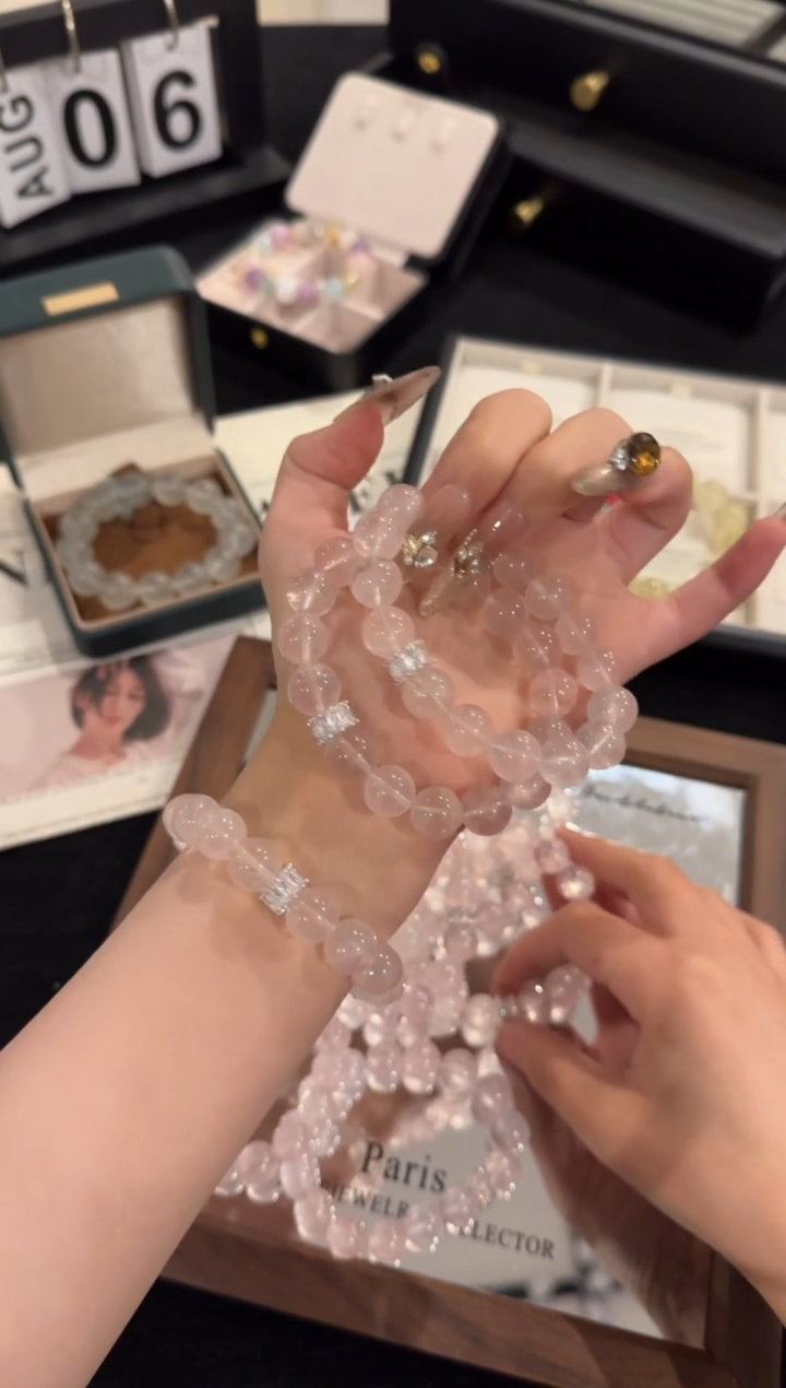 水晶手链合金粉水晶x2293